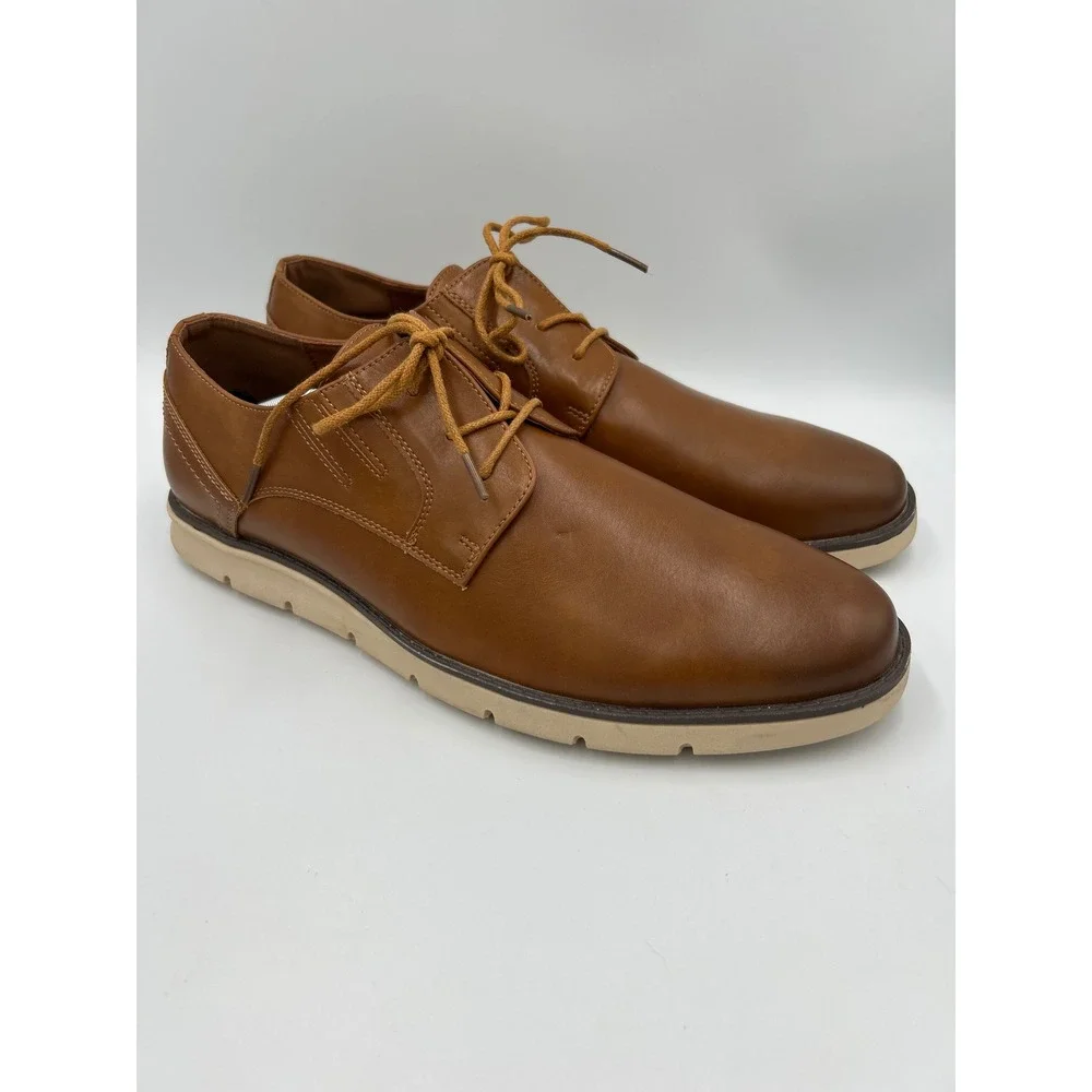 Jonsen‎ Milan Mens Size 12 Cognac Brown Leather Oxford Dress Casual Shoes